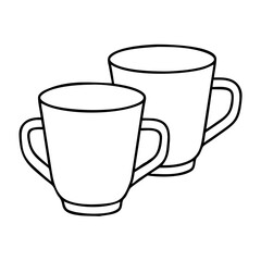 two coffee cups icon, two coffee cups line art - simple line art of two coffee cups, perfect for two coffee cups logos and icons