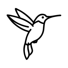 Obraz premium Elegant Line Art Illustration of a Hummingbird in Flight. A stylized, black outline vector graphic of a hummingbird in mid-flight.