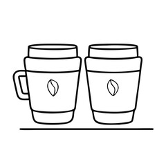 two coffee cups icon, two coffee cups line art - simple line art of two coffee cups, perfect for two coffee cups logos and icons