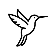 Fototapeta premium Elegant Line Art Illustration of a Hummingbird in Flight. A stylized, black outline vector graphic of a hummingbird in mid-flight.