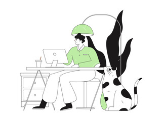 Home indoor character scene flat vector concept operation hand drawn illustration
