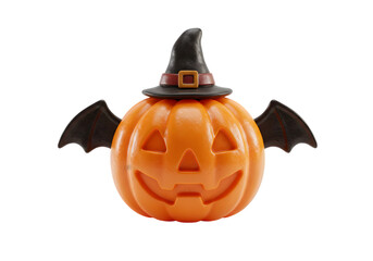 Halloween Pumpkin Decoration: Witch Hat Bat Wings Jack O Lantern transparent background