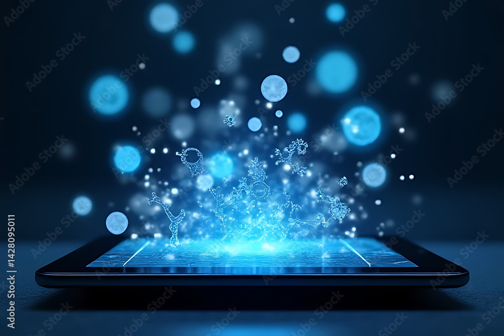Aufkleber futuristic interactive displays visual effects showcase in dark spaces and digital transformation