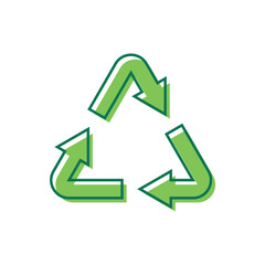 Green recycle symbol design. Templates for design, posters, projects, banners, logo, and business cards. Vector illustration.
