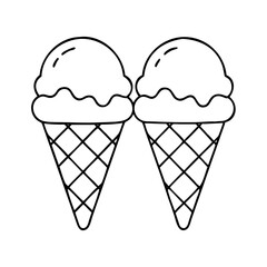 two ice cream cones icon, two ice cream cones line art - simple line art of two ice cream cones, perfect for two ice cream cones logos and icons