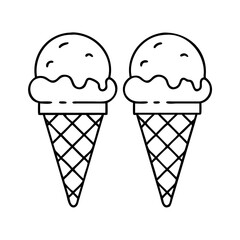 two ice cream cones icon, two ice cream cones line art - simple line art of two ice cream cones, perfect for two ice cream cones logos and icons
