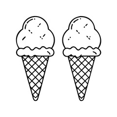 two ice cream cones icon, two ice cream cones line art - simple line art of two ice cream cones, perfect for two ice cream cones logos and icons