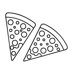 two slices of pizza icon, two slices of pizza line art - simple line art of two slices of pizza, perfect for two slices of pizza logos and icons
