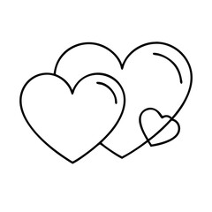 two matching hearts icon, two matching hearts line art - simple line art of two matching hearts, perfect for two matching hearts logos and icons