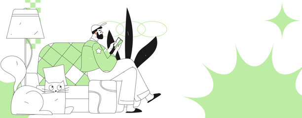 Home indoor character scene flat vector concept operation hand drawn illustration
