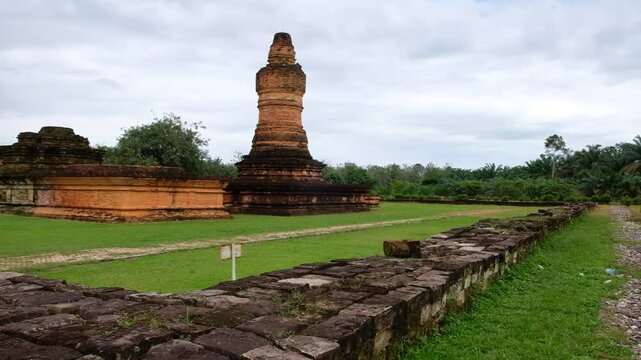 Riau, Indonesia - January 25, 2025: Muara Takus Temple is a Buddhist temple complex, thought to belong to the Srivijaya empire that located in Kampar Regency.