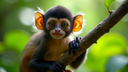 Obraz premium Cute Young Banded Langur On Branch