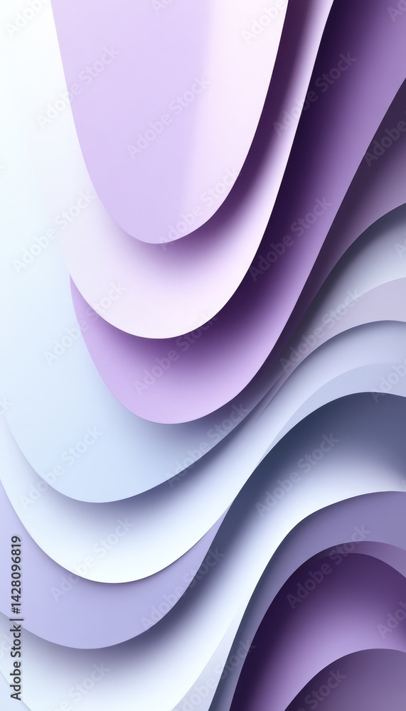 Poster dynamic purple waves layered paper folds in abstract design with gradient background