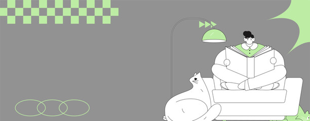 Home indoor character scene flat vector concept operation hand drawn illustration
