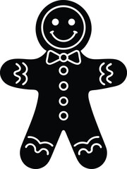 Gingerbread Man Silhouette in Black | Holiday Cookie Vector