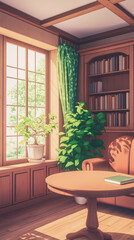 Serene Home Interior with Sunlight