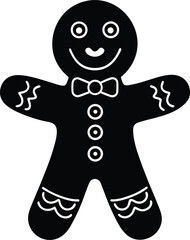 Gingerbread Man Silhouette in Black | Holiday Cookie Vector