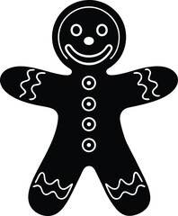 Gingerbread Man Silhouette in Black | Holiday Cookie Vector