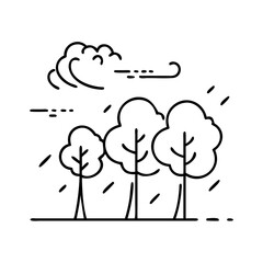 wind blowing through trees icon, wind blowing through trees line art - simple line art of wind blowing through trees, perfect for wind blowing through trees logos and icons