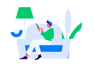 Home indoor character scene flat vector concept operation hand drawn illustration
