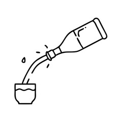 wine bottle pouring icon, wine bottle pouring line art - simple line art of wine bottle pouring, perfect for wine bottle pouring logos and icons