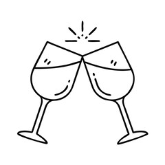 Fototapeta premium wine glass cheers icon, wine glass cheers line art - simple line art of wine glass cheers, perfect for wine glass cheers logos and icons