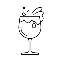wine glass with splash icon, wine glass with splash line art - simple line art of wine glass with splash, perfect for wine glass with splash logos and icons