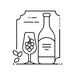 wine label icon, wine label line art - simple line art of wine label, perfect for wine label logos and icons