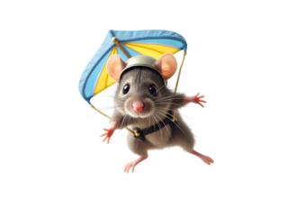 Adorable Mouse Parasailing: Funniest Animal Photo Ever! transparent background