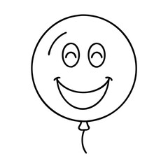 yellow smiley balloon icon, yellow smiley balloon line art - simple line art of yellow smiley balloon, perfect for yellow smiley balloon logos and icons