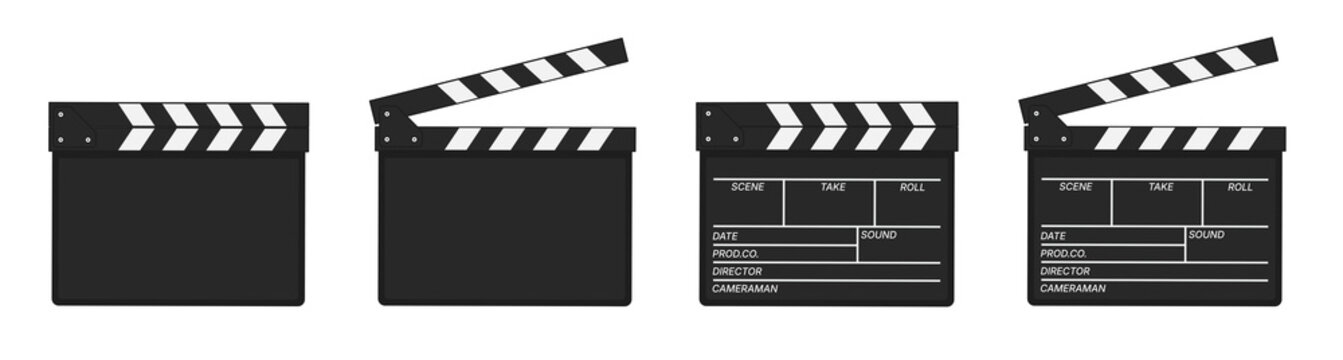 Set of Film Clapperboard on Transparent Background