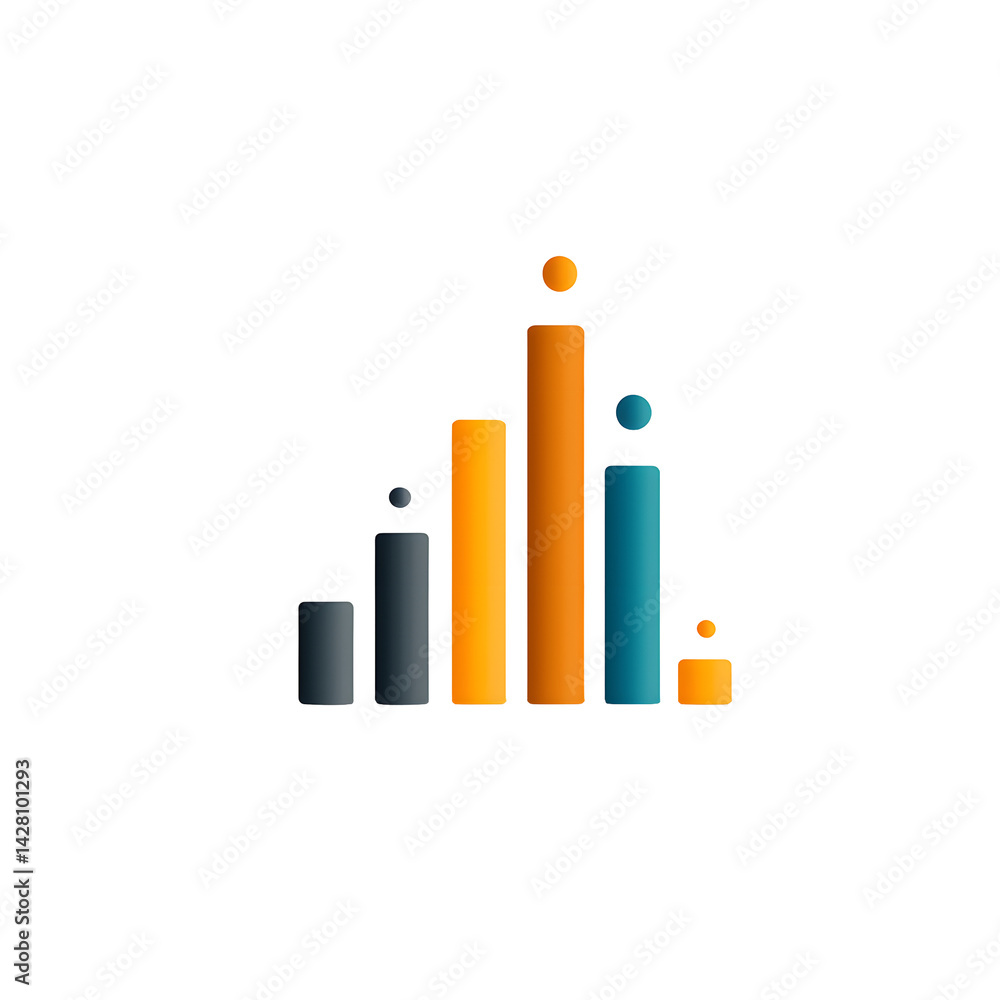 Poster vibrant bar chart with various colored bars representing growth progress and data analysis in a visu