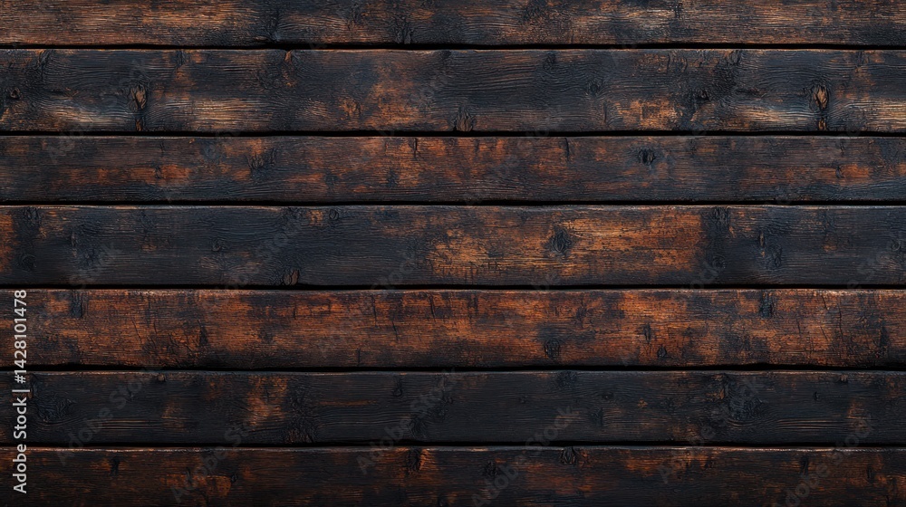 Poster dark rustic wooden plank background with distressed texture and natural grain pattern for design and