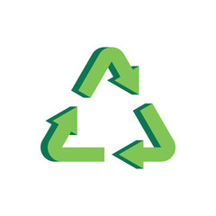 Green recycle symbol design. Templates for design, posters, projects, banners, logo, and business cards. Vector illustration.