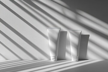 Two blank cosmetic tubes, minimalist aesthetic, studio shot