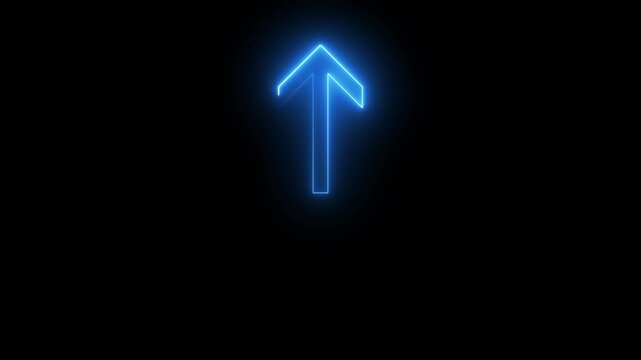 Arrow-shaped neon sign. Neon arrow symbol icon. Directional sign arrow points to the up, Abstract directional neon arrow icon animation ,neon arrow loading animation