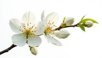 Fototapeta premium Delicate branch with intricate details isolated on white background, tree, botanical, flower