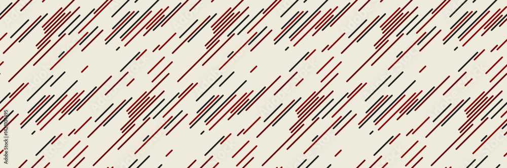 Poster dynamic abstract pattern with diagonal lines in red and black on a beige background. perfect for mod