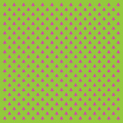 Festive pattern designed from small neon pink Christmas trees on a neon green