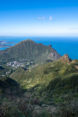 Overlook the Keelung mountain and teapot mountain, in New Taipei City, Taiwan.