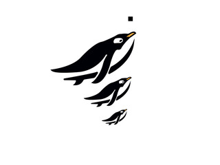 penguin swim vector and icon images. 