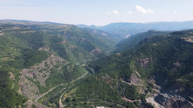 Amazing Aerial view of iskar gorge near village of Bov, Balkan Mountains, Bulgaria
