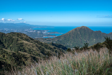 Overlook the Keelung mountain between the valley, in New Taipei City, Taiwan.