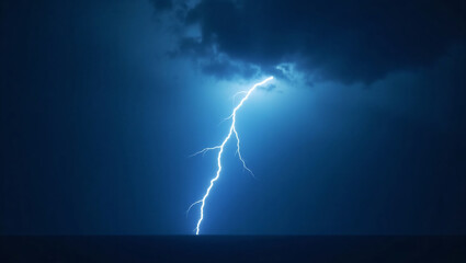 Blue Lightning Bolt on Clean Dark Background – 3D Realistic Energy Arc