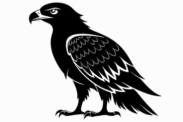 Fototapeta premium buzzard silhouette line art vector illustration with a white background