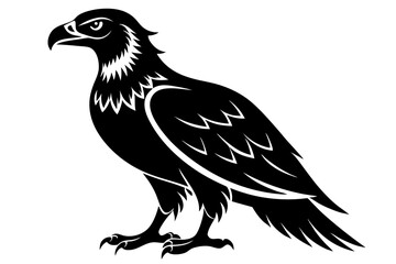 buzzard silhouette line art vector illustration with a white background