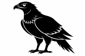 Fototapeta premium buzzard silhouette line art vector illustration with a white background