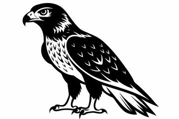 buzzard silhouette line art vector illustration with a white background