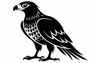 buzzard silhouette line art vector illustration with a white background