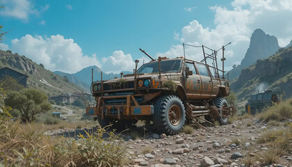 Obraz premium old truck in the mountains